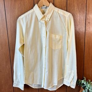 Vintage Diane Von Furstenberg Butter Yellow Button‎ Down Shirt Cotton Size 10